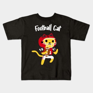 American Football Cat Cute Kids Children Sports Kids T-Shirt